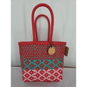 Maria Victoria Small Tote Red Green Colorful Beach Recycled Material